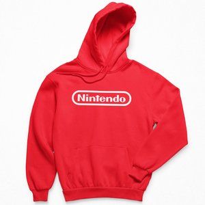 NEW Nintendo Logo Fleece Pullover Hoodie RED
